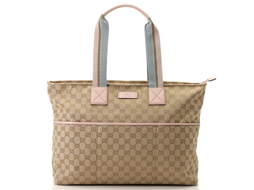 Gucci GG Canvas Mothers Bag Pink Beige Cream T